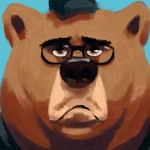 Painting of a bear who works for McD's