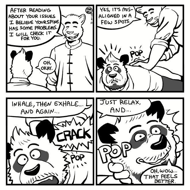Maru Panda getting tui na treatment comic