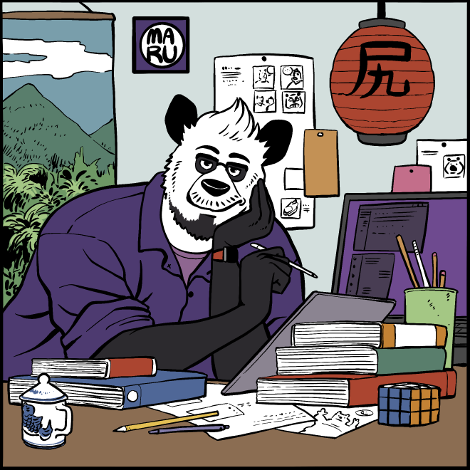 Maru Panda in his art studio